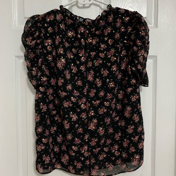 NWT 1.State Romantic Blooms Metallic Floral Blouse Medium - Picture 6 of 9